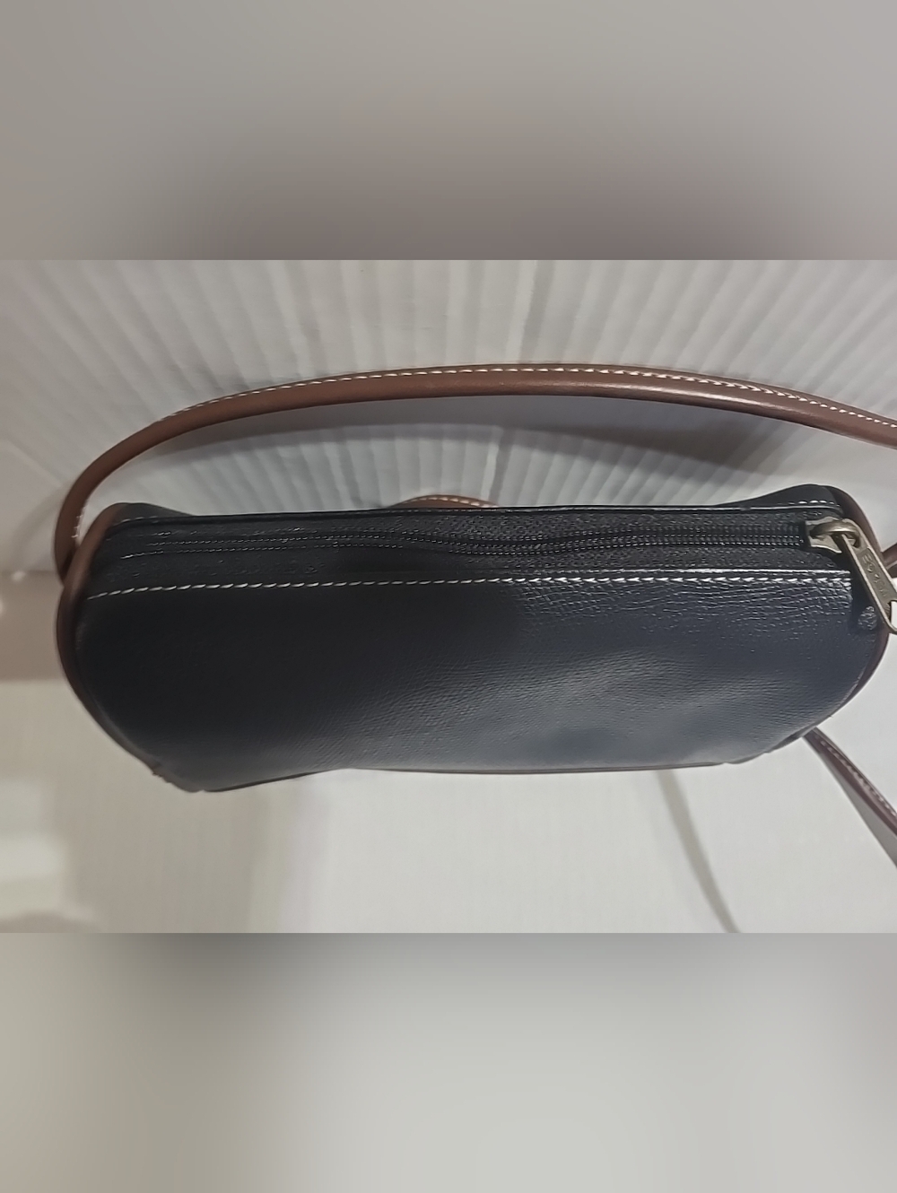 Vintage ESPRIT Black Crossbody Shoulder Bag w/ Brown Accent Spellout Green Trim - Picture 10 of 11